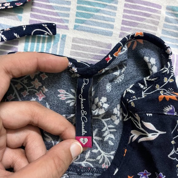 Navy Blue Floral Printed Top - Picture 3 of 3